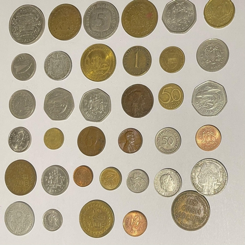 346A - 31 foreign coins, various territories + 5 token coins