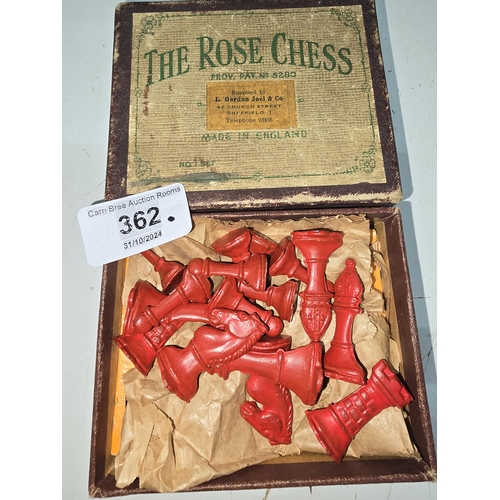 362 - 1940s Rose Metal Chess set complete