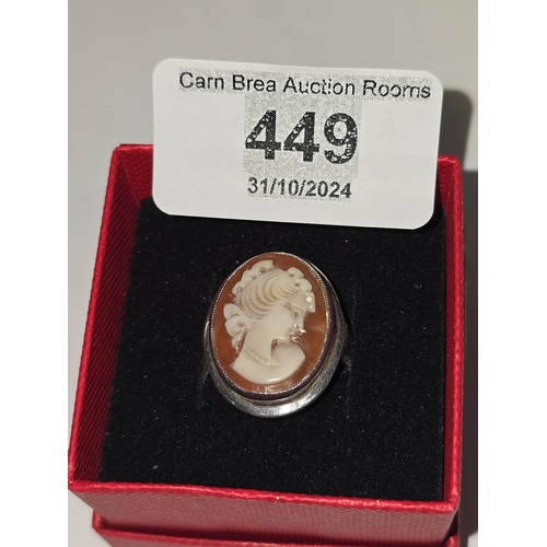 449 - Silver HM Cameo ring Size M