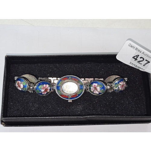 427 - Enamelled bracelet watch