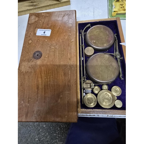 4 - Vintage wooden cased travel scales