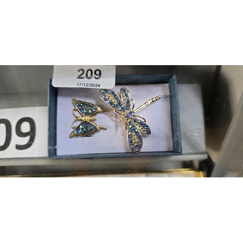 209 - Dragonfly & Butterfly brooches