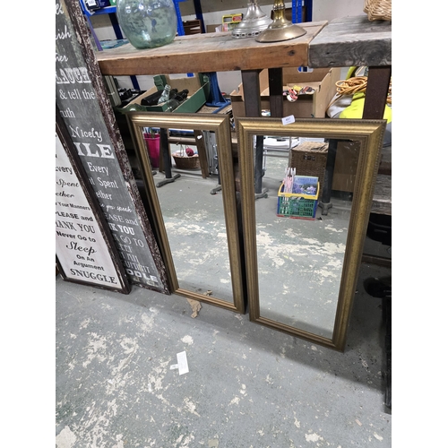 497 - PAIR OF RECTANGULAR GILDED MIRRORS UNABLE TO POST