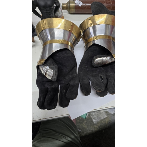 138 - Pair handmade vintage gauntlets