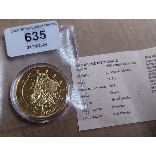 635 - European coin in capsule, low mintage