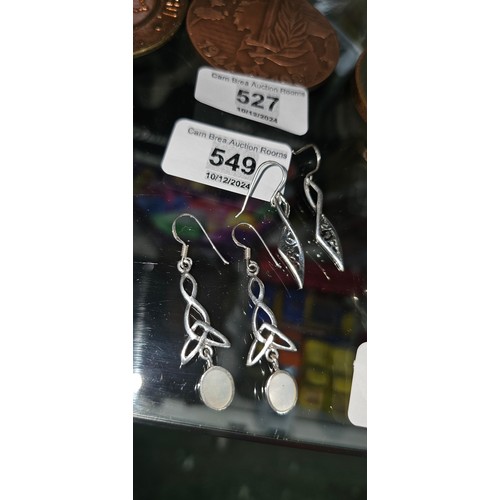 549 - 2 Pairs of silver earrings