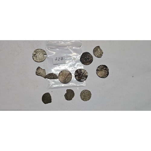 727 - Old silver coins, some damaged