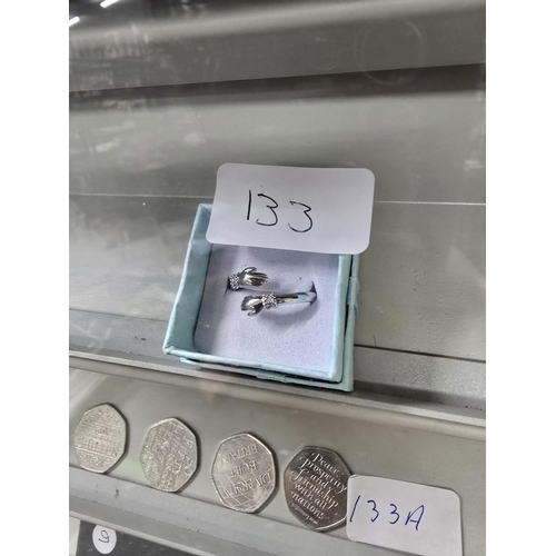 133 - silver plate ''always with you'' ring, multi size p-s
