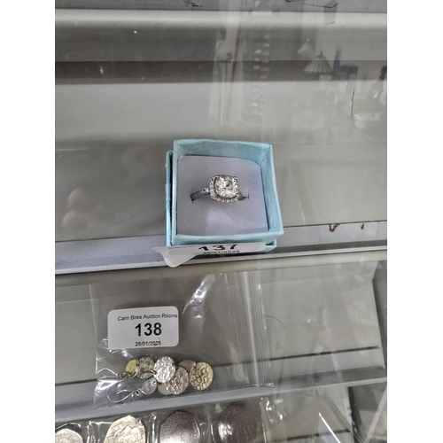 137 - 925 silver multi crystal ring