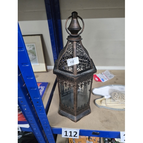 112 - copper coloured Moroccan style candle lamp holder