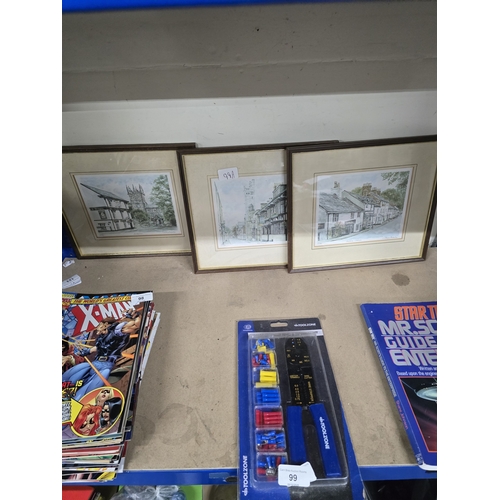 99A - 3 village scene pictures