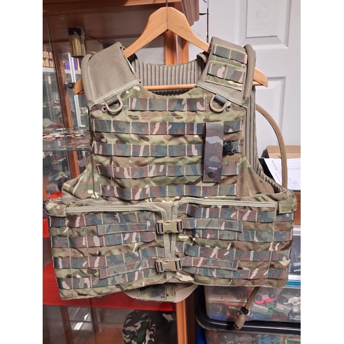 402 - British Army combat vest with Osprey Armour, Camel back.