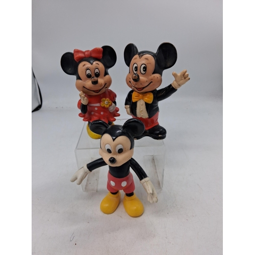 189 - 3 Vintage Micky and Minnie Plastic figures