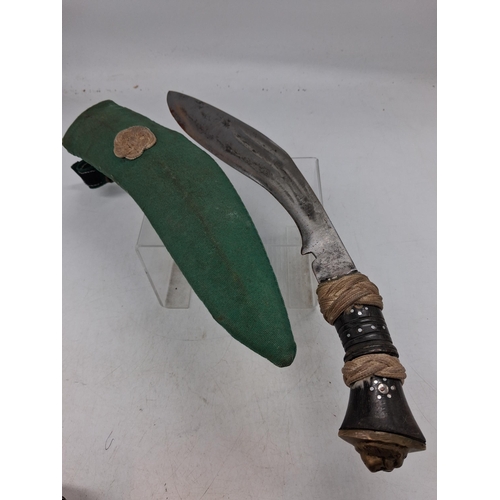 387 - Gurkha Kukri with scabbard and lion head hilt