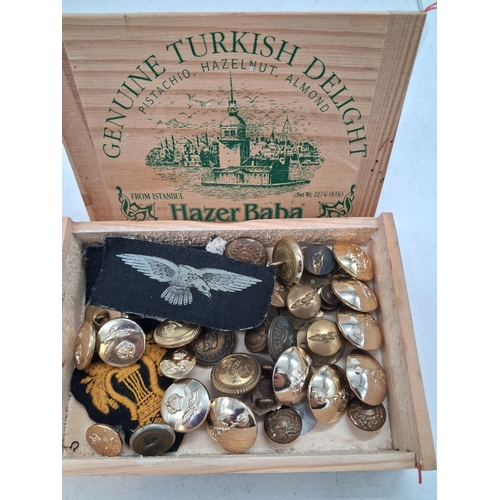 398 - Box of Military and Police buttons and badges