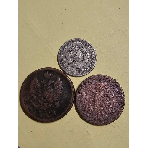 588 - 3 Russian coins: 2 cooper and 1 silver