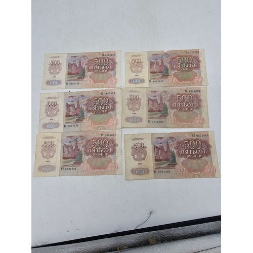739 - 6 Russian banknotes 500 roubles each