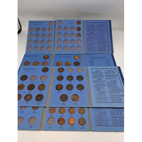 84 - Whitman 4 coin cases, mostly full, pennies, half pennies
