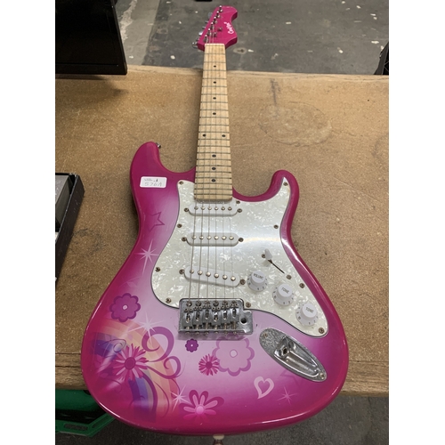 576a - Candy Rox 3/4 Size Junior Electric Guitar in Pink and White