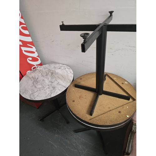 1D - Three Contemporary Pedestal Bistro Tables with Marble-Effect Tops