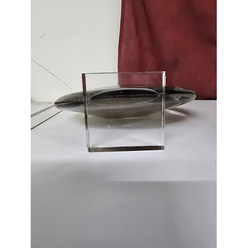 21 - A Contemporary Studio Art Glass Flattened Circular Bowl large piece