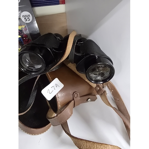 27a - A Pair of Vintage 8x24 Field Binoculars with Fitted Leather Case