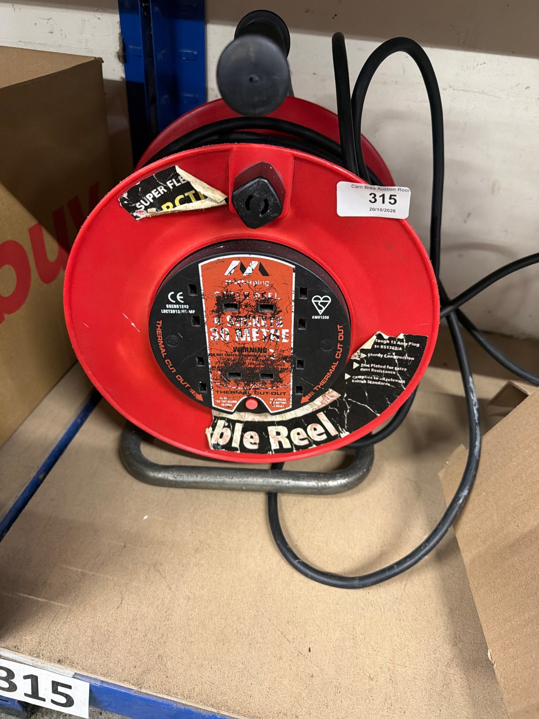 A Masterplus 30 Metre Four Way Extension Cable Reel