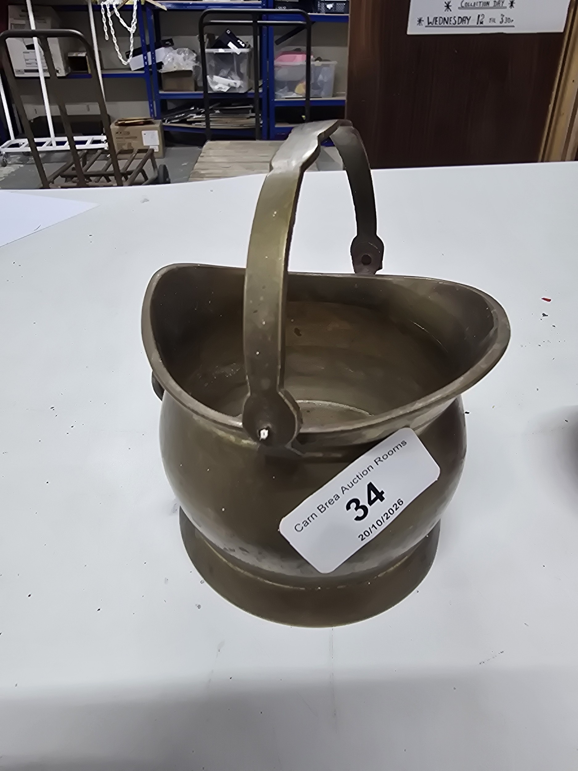 A Vintage Brass Helmet Form Coal Scuttle
