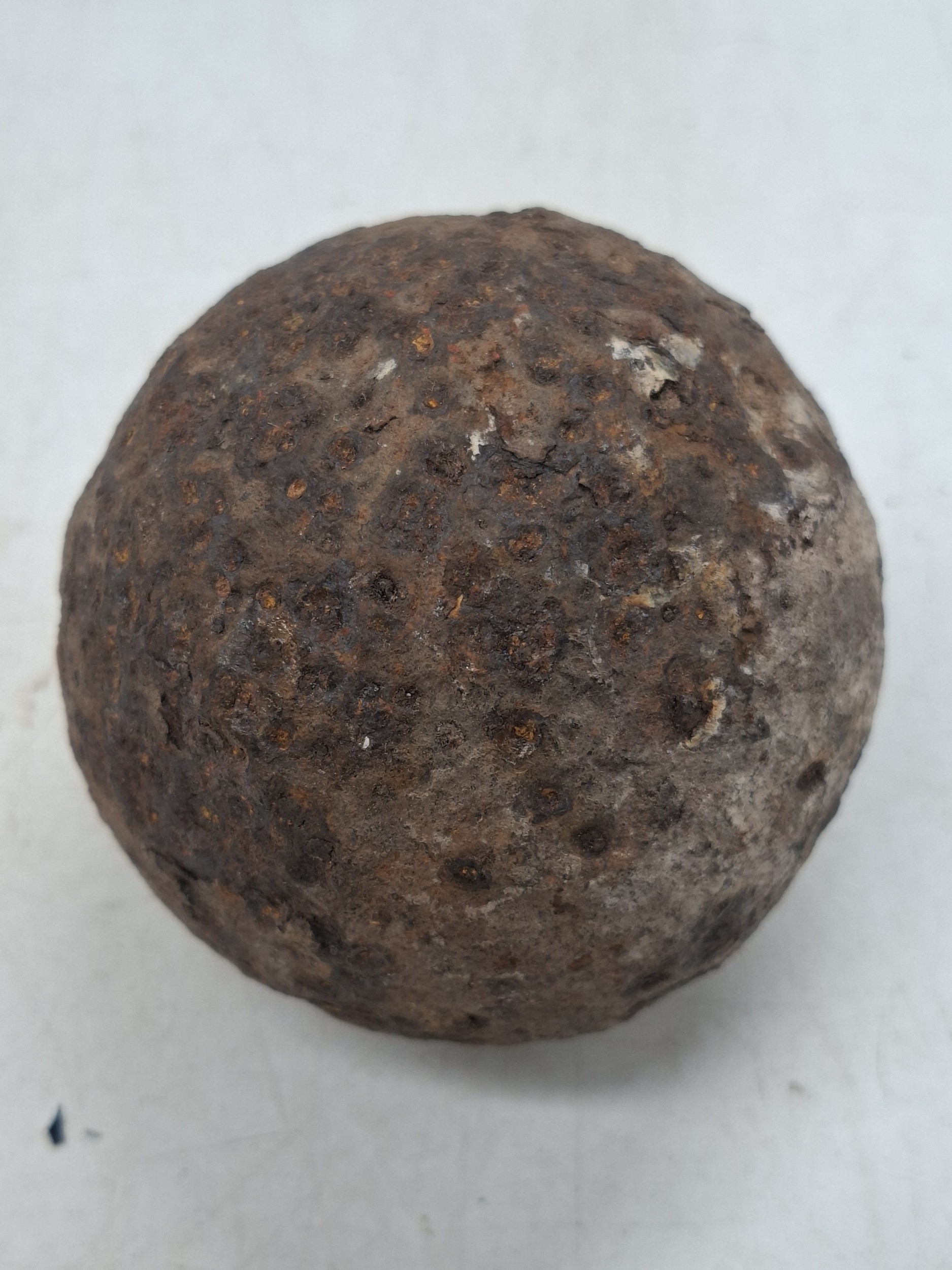 An Antique Swedish Cast Iron Solid Shot Cannonball, 17th-18th century.