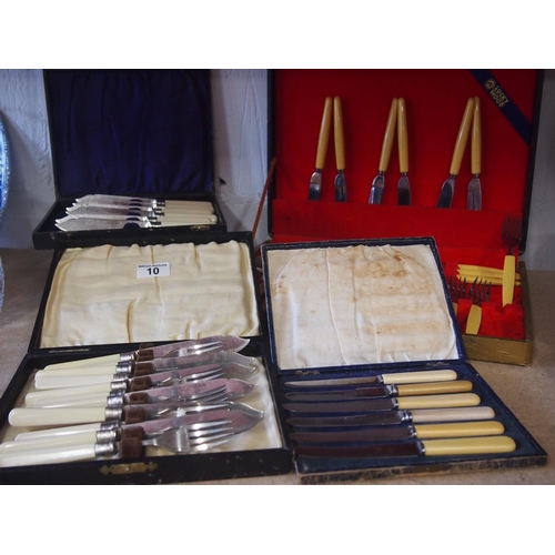 10 - Four cased retro cutlery sets