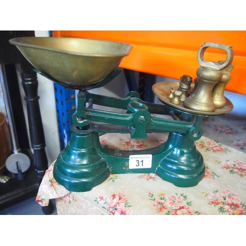 31 - A set of Librasco scales with brass weights