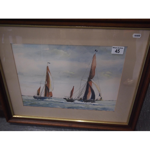 45 - Framed original painting of sailing barges by local artist Don Butlin