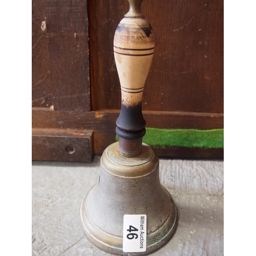 46 - Vintage wooden and brass hand bell