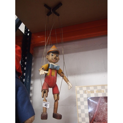 40 - A vintage Pinocchio wooden marionette puppet