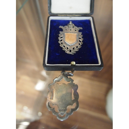 78 - Antique Silver shield fob hallmarked Birmingham 1909 together with a silver and gold shield fob hall... 