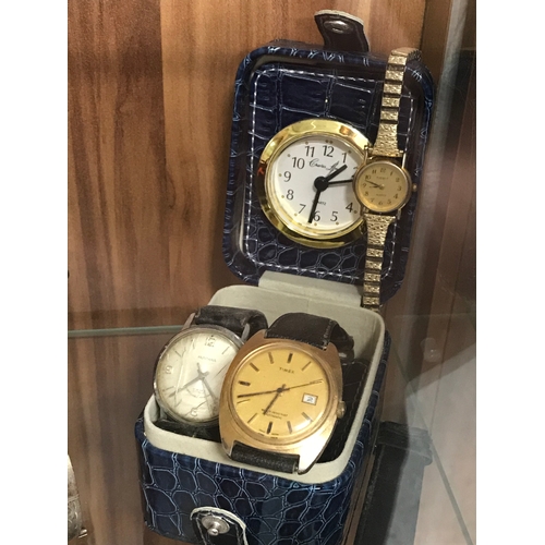 74 - Three vintage gentleman wrist watches plus two lady's wrist watches, various hand carved necklaces a... 