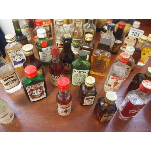 103 - A quantity of miniatures including brandy, vodka, liqueurs etc. (40 in total) A/F