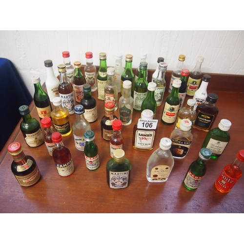 106 - A quantity of miniatures including brandy, vodka, liqueurs etc. (40+ bottles in total) A/F