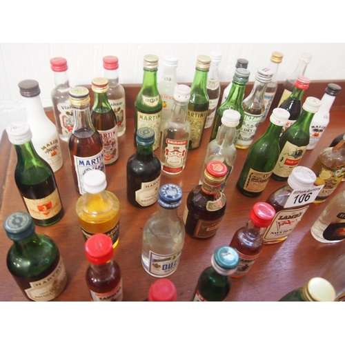 106 - A quantity of miniatures including brandy, vodka, liqueurs etc. (40+ bottles in total) A/F