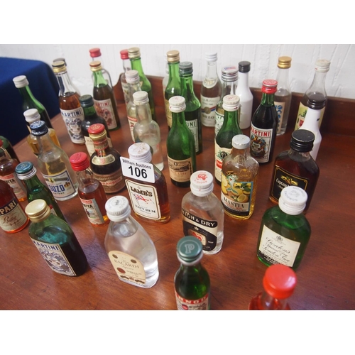 106 - A quantity of miniatures including brandy, vodka, liqueurs etc. (40+ bottles in total) A/F