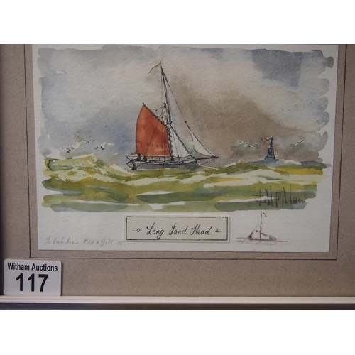 117 - A framed oil on board of a snowy scene, signed by Daphne McSean together with a framed and signed wa... 