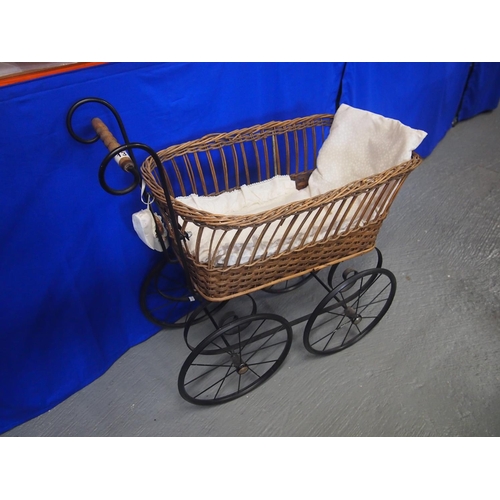 13 - A Victorian style wicker dolls pram