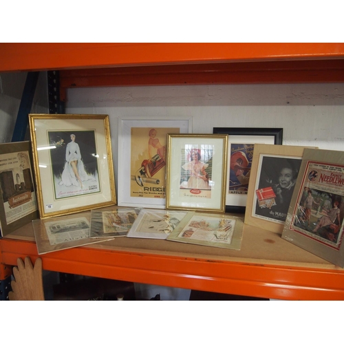 18 - Seven vintage mounted advertising posters together with four framed advertising prints