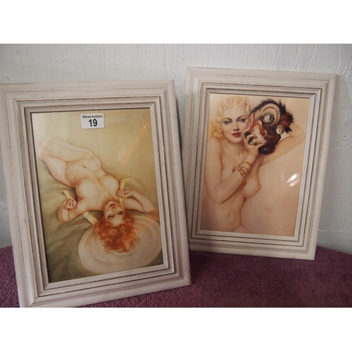 19 - Two Alberto Vargas female form pin up girl A4 framed prints, approx. overall size H40xW30cm