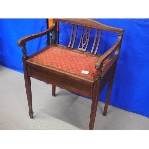 73 - Antique stool with lift-up storage seat