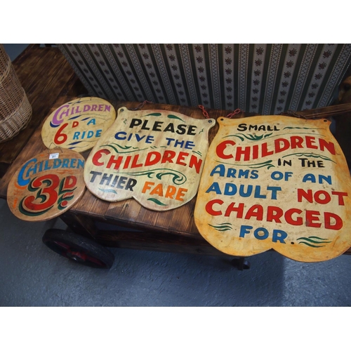 91 - A group of Fairground style children themed hanging wall plaques, four items in total