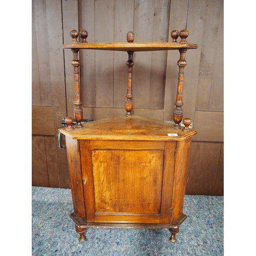 96 - A vintage wooden corner cabinet/unit with open shelf, complete with key, approx. height 100cm