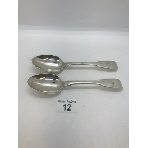 12 - Two Georgian silver spoons by William Bennett hallmarked London c.1836-7, approx. combined gross wei... 
