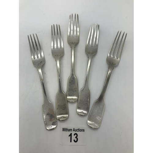 13 - Five pieces of Victorian silver flatware, approx. total combined weight 237g