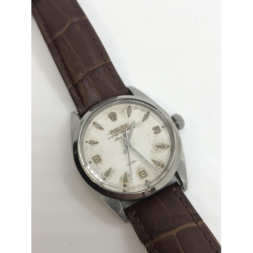 22 - A vintage gentleman's Rolex Oyster perpetual air-king watch model 5500 with the rarer 3,6,9 Arabic d... 